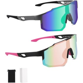 FAOKZE 2 gafas polarizadas para bicicleta, resistentes al viento, para hombre y mujer, protección UV400, para ciclismo,
