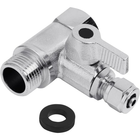 Adattatore di Connessione a T 3/8 x 3/8 x 1/4, Valvola di Arresto per Collegamento di 2 Apparecchi, Distributore di Acqua per