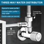 Adattatore di Connessione a T 3/8 x 3/8 x 1/4, Valvola di Arresto per Collegamento di 2 Apparecchi, Distributore di Acqua per