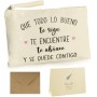GEBETTER Kit Regalo Mujer 1*Bolso Neceser + 1*Tarjeta + 1*sobre Kraft, Frase Motivadora Cartera Mano Estuche Maquillaje