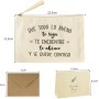 GEBETTER Kit Regalo Mujer 1*Bolso Neceser + 1*Tarjeta + 1*sobre Kraft, Frase Motivadora Cartera Mano Estuche Maquillaje