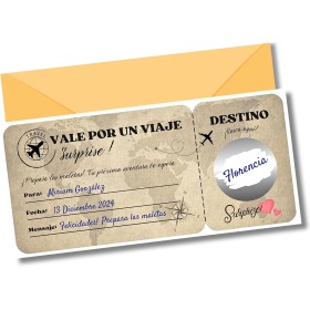EQUIK PRODUCTS Vale regalo viaje sorpresa | Tarjeta rascar | Vale regalo para rellenar | Regalo pareja original, regalo San