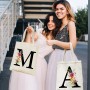 Letras Personalizadas Tote, Bolso Tote de Mujer con Inicial y Flores Bolsa de Compras con Bolsillo Interior, Alfabeto Bolso de