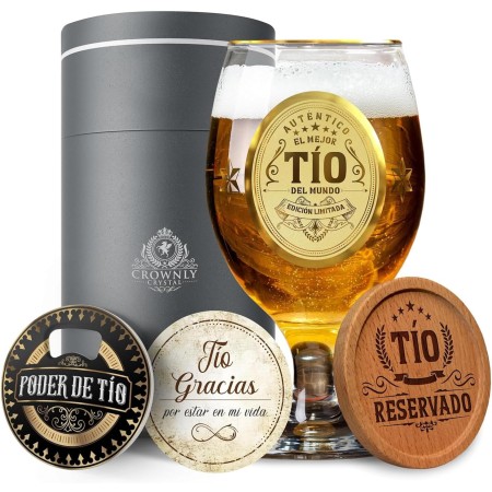 CROWNLY CRYSTAL® Regalo Abuelo Copas De Cerveza Regalos Personalizados Regalo Cumpleaños Hombre Abuelo Regalos Originales Para