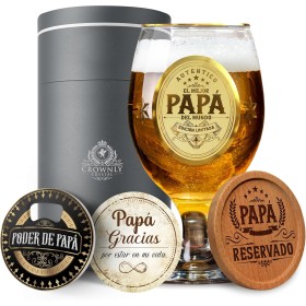 CROWNLY CRYSTAL® Regalo Padre Copas De Cerveza Regalos Personalizados Regalo Original Regalo Padre Cumpleaños Mejor Papa Regalos