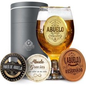 CROWNLY CRYSTAL® Regalo Abuelo Copas De Cerveza Regalos Personalizados Regalo Cumpleaños Hombre Abuelo Regalos Originales Para