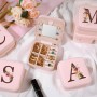 Sinekong Cajas de Joyería Personalizadas Con Inicial, Pequeño Joyero de Viaje con Espejo, Joyero Viaje, Joyero Pequeño para