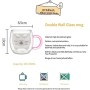 Qinhai Gato Tazas de Café de Cristal,Vasos de Doble Pared con Asa,Tazas de Té de Vidrio Borosilicato, Regalos para Cumpleaños