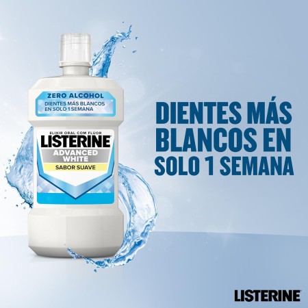 Listerine Advanced White Sabor Suave (2 x 1 L), enjuague bucal pack ahorro, enjuague bucal sin alcohol, colutorio blanqueador