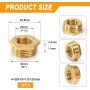 1/2" Macho a 1/8" Hembra Latón Roscado Accesorios de Tubería, Hexagonal Hexagonal Conector Reductor de Tubería Roscada para