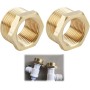 Juego de 2 reductores de latón de 1" a 3/4", adaptadores hexagonales de latón (exterior de 32 mm e interior de 25 mm), conexión