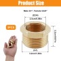 Juego de 2 reductores de latón de 1" a 3/4", adaptadores hexagonales de latón (exterior de 32 mm e interior de 25 mm), conexión