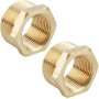Juego de 2 reductores de latón de 1" a 3/4", adaptadores hexagonales de latón (exterior de 32 mm e interior de 25 mm), conexión