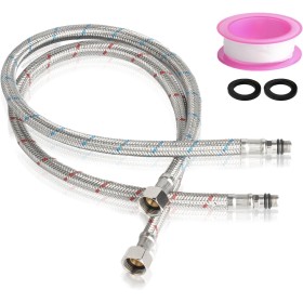 2 Piezas Latiguillos de Fontanería, Manguera de Conexión Flexible Mangueras de Grifo de Trenzadas G3/8 x M10, Latiguillos de