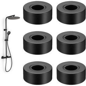 Rosetas de Acero Inoxidable, 30mm, 6 Piezas Roseta de Cubierta Negra, Embellecedor Grifo Ducha, Cubierta de Ducha Decorativa de