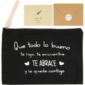 GEBETTER Kit Regalo Mujer 1*Bolso Neceser + 1*Tarjeta + 1*sobre Kraft, Frase Motivadora Cartera Mano Estuche Maquillaje