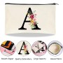 Letras Personalizadas Tote, Bolso Tote de Mujer con Inicial y Flores Bolsa de Compras con Bolsillo Interior, Alfabeto Bolso de
