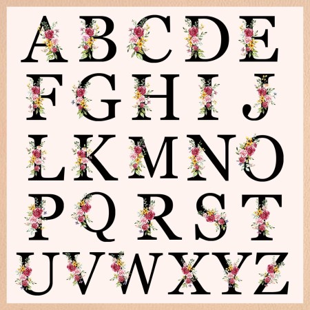 Letras Personalizadas Tote, Bolso Tote de Mujer con Inicial y Flores Bolsa de Compras con Bolsillo Interior, Alfabeto Bolso de