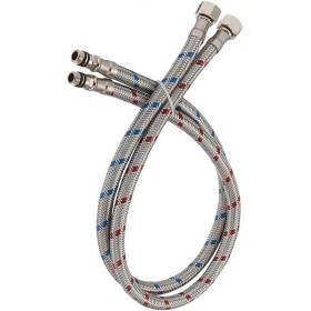 Genérico Manguera de baño de acero inoxidable, tubos flexibles de plomería, grifo de lavabo, agua fría y caliente, fregadero de