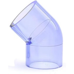 Conexión de tubería de agua, accesorio de tubería de PVC, 2 piezas de conector de codo de 90/45 grados de PVC azul transparente