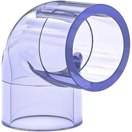 Conexión de tubería de agua, accesorio de tubería de PVC, 2 piezas de conector de codo de 90/45 grados de PVC azul transparente