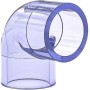 Conexión de tubería de agua, accesorio de tubería de PVC, 2 piezas de conector de codo de 90/45 grados de PVC azul transparente