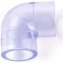 Conexión de tubería de agua, accesorio de tubería de PVC, 2 piezas de conector de codo de 90/45 grados de PVC azul transparente