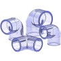 Conexión de tubería de agua, accesorio de tubería de PVC, 2 piezas de conector de codo de 90/45 grados de PVC azul transparente