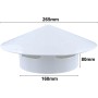 Rejilla de ventilación de PVC con capucha redonda para evitar daños por agua eficiente, en 75 tubos de 160 mm (110 mm)