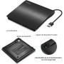 Rodzon Grabadora Externa USB 3.0, Unidades Portátil CD/DVD /-RW/ROM Estable con Lector/Quemador/Re - Quemador para Win 10/8 / 7