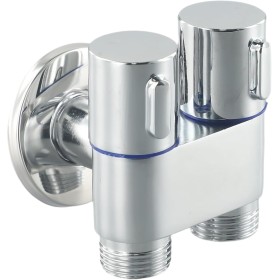 ZiStarlilife Grifo de doble control, G1/2 1 en 2 salidas ángulos de control doble grifo de lavadora, válvulas triangulares de