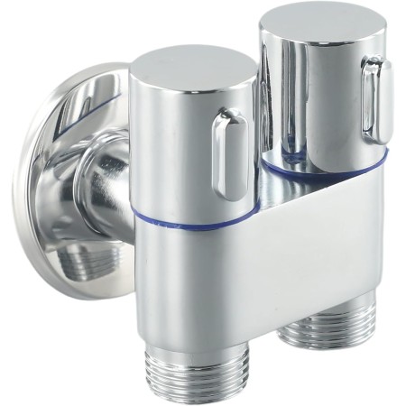 ZiStarlilife Grifo de doble control, G1/2 1 en 2 salidas ángulos de control doble grifo de lavadora, válvulas triangulares de