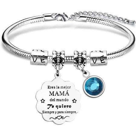 VGWON Regalo Mamá, Pulsera para Mamá con Caja de Regalo, Regalo para el Día de la Madre, Pulsera de Acero Inoxidable 316L con
