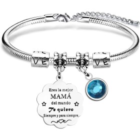 VGWON Regalo Mamá, Pulsera para Mamá con Caja de Regalo, Regalo para el Día de la Madre, Pulsera de Acero Inoxidable 316L con