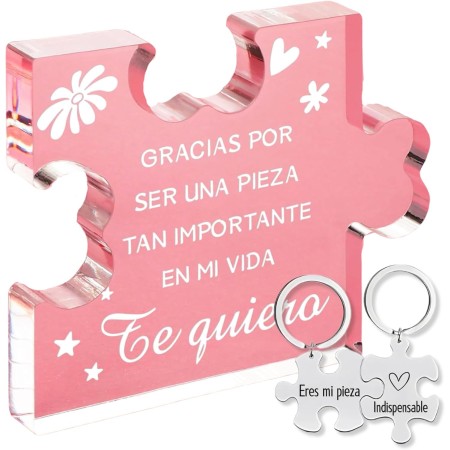 Regalos Originales para Mujer. Pieza Puzzle Acrílico con 2 Llaveros Originales | Regalo Mujer | Regalo para Hombre Cumpleaños,