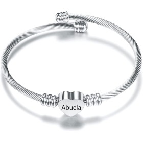 Aosyoisk Pulsera de plata en forma de corazón de mujer pulsera de nombre personalizado pulsera regalo de joyería, adecuado para