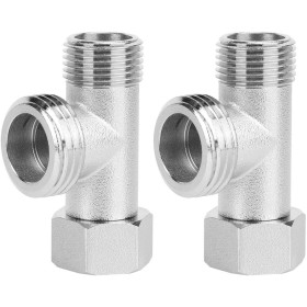 2pcs Válvula Desviadora 3 Vias, Valvula Adaptador 3/8" a 1/2" 3 way Conector 180° de Rotación Niquelado Válvula Conector en T