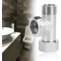 2pcs Válvula Desviadora 3 Vias, Valvula Adaptador 3/8" a 1/2" 3 way Conector 180° de Rotación Niquelado Válvula Conector en T