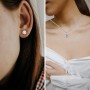 CSYY Rosa Eterna, Día de La Madre Regalo de San Valentín Regalo Fiori Stabilizzata Regalo con Collana Cuore e Orecchini a Perno