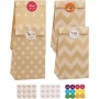 vvhippo 20 Piezas Bolsas de Papel Kraft para Regalos con 36 Pegatinas, Bolsas de Regalo, Bolsas Dulces para Chuches,Bodas,