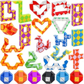 GOLDGE 24pcs Cubo M¨¢gico de Serpiente, Magic Snake Cube, Rompecabezas de Pl¨¢Stico, Regalos Invitados Cumplea?os Ni?os