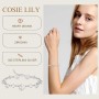 Cosie Lily Dia De La Madre Pulsera Regalo, Pulsera de Plata de Ley 925 Con Doble Corazón Para Mujer, Exquisitos Regalos Mamá