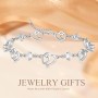 Cosie Lily Dia De La Madre Pulsera Regalo, Pulsera de Plata de Ley 925 Con Doble Corazón Para Mujer, Exquisitos Regalos Mamá