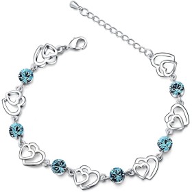 Cosie Lily Dia De La Madre Pulsera Regalo, Pulsera de Plata de Ley 925 Con Doble Corazón Para Mujer, Exquisitos Regalos Mamá