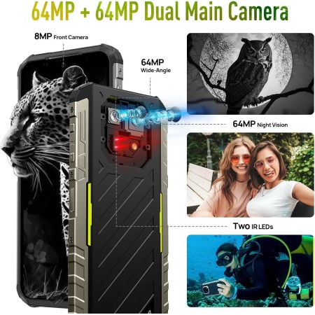 Ulefone Armor 22 (256GB) Movil Resistente Movil Irrompible 64 MP Cámara +64 MP Visión Nocturna Móvil 6.58" FHD+ 120 Hz Movil