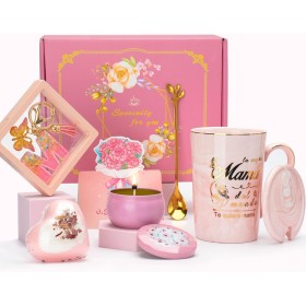 Regalo Dia de la Madre, Regalo Cumpleaños Madre, Regalo Madre Taza Set de Regalo, Regalo Mamá Vela Aromática, Llavero, Bolas de
