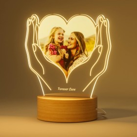 Bemaystar Lámpara Personalizada con Foto de Corazón LED para Mamá Originales Regalo Pareja Cumpleaños Navidad Día de la Madre
