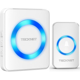 TECKNET Timbre Inalámbrico Exterior Impermeable, 400m Alcance IP65 Impermeable, 60 Melodías Ajustables, 5 Niveles de Volumen