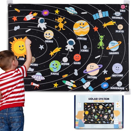 Sistema Solar para Niños con 61 Figuras Fieltro - BONNYCO | Planetas Sistema Solar para Niños, Juguetes Montessori 3 4 5 6 7 8