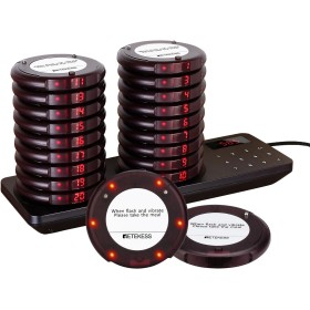 Retekess TD163 Sistema de Llamada Restaurante, 500M Avisadores Hosteleria, 20 Buscapersonas, Fácil Configuración, 300 mAh 20H,
